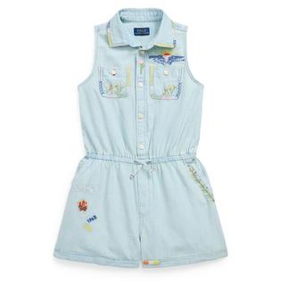 Polo Ralph Lauren Junior Girls' [7-16] Embroidered Cotton Chambray Romper