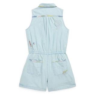 Polo Ralph Lauren Junior Girls' [7-16] Embroidered Cotton Chambray Romper