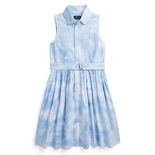 Junior Girls' [7-16] Belted Tie-Dye-Print Cotton Shirt Dress