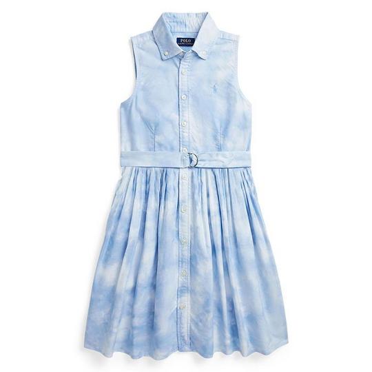 Junior Girls   7-16  Belted Tie-Dye-Print Cotton Shirt Dress