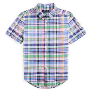 Chemise à manches courtes Oxford en coton à carreaux pour garçons juniors [8-16]