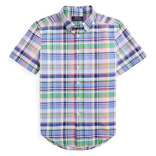 Junior Boys 8 20 Plaid Cotton Oxford Short Sleeve Shirt Ralph Lauren Childrenswear Sporting Life Online