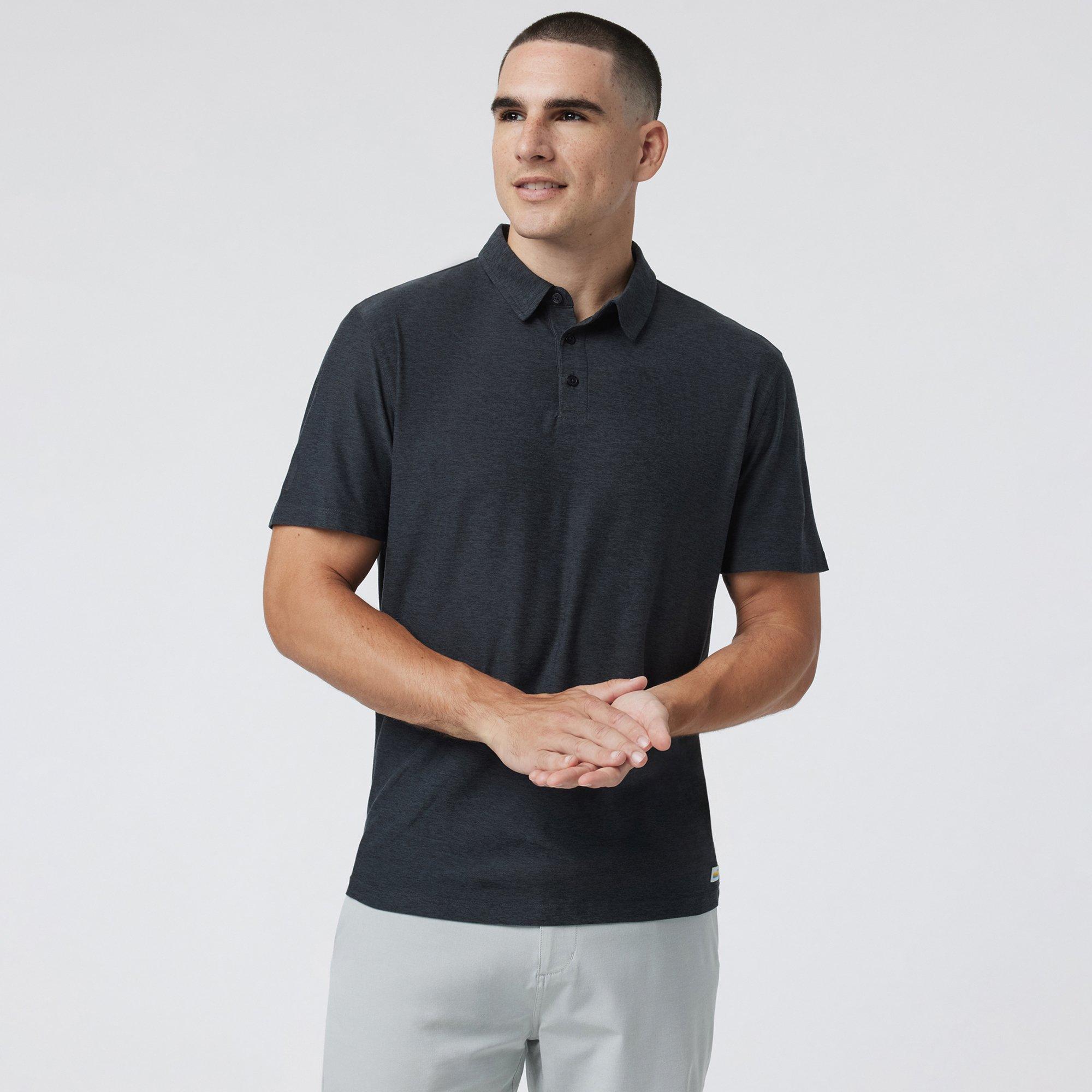 Vuori | Men's Strato Tech Polo, Charcoal Heather, Size Medium