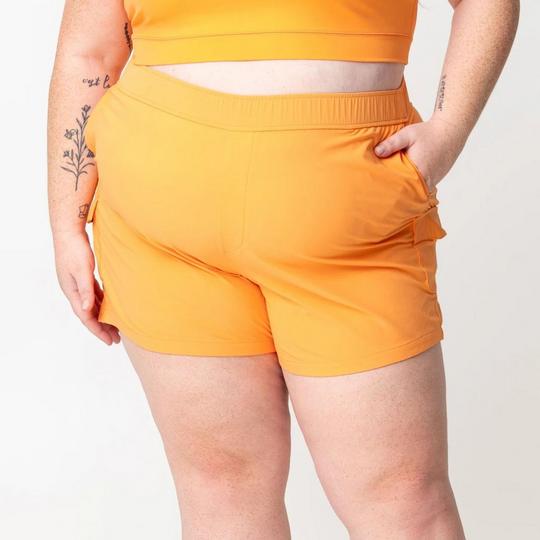 Orange cargo shorts womens top