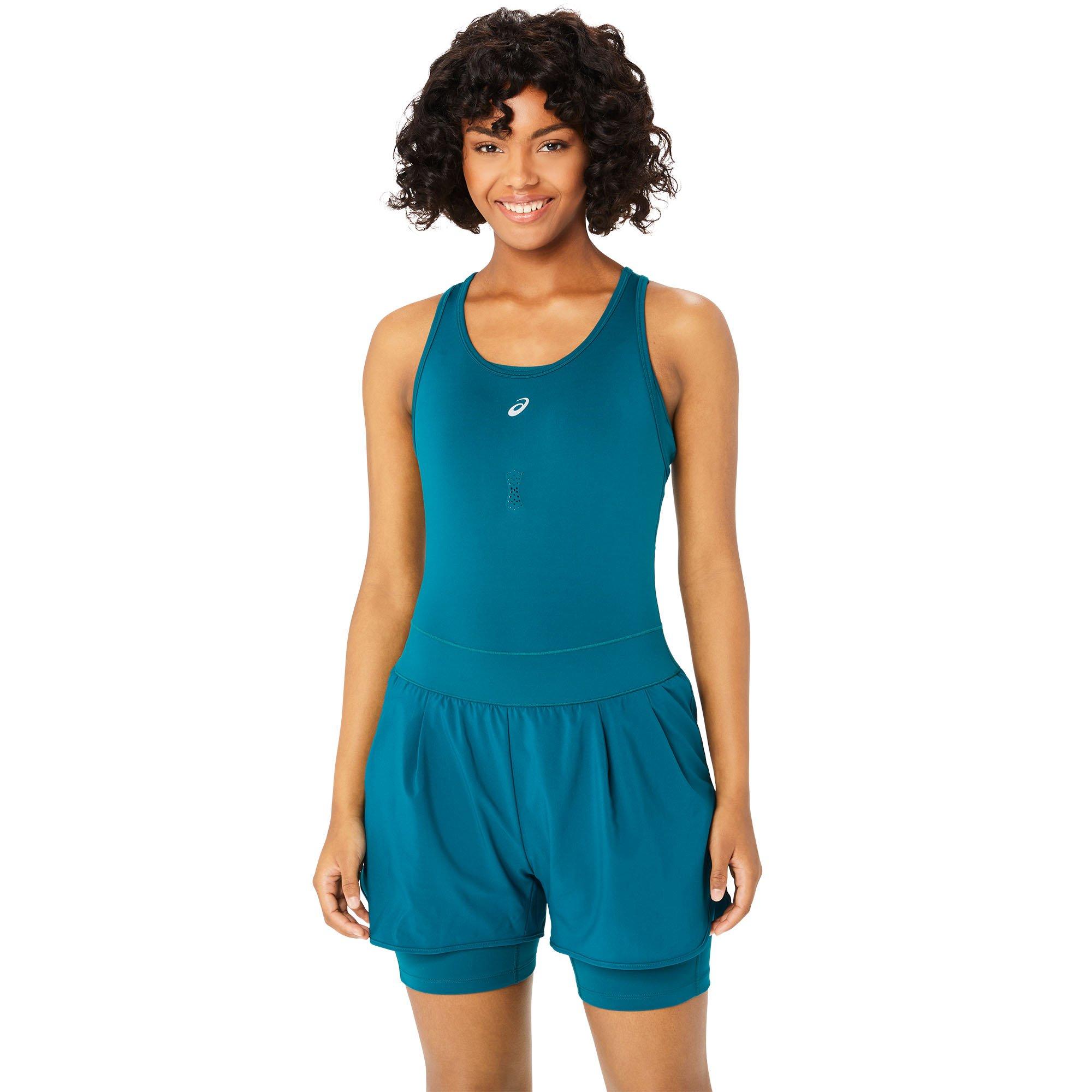 ASICS | Women's Nagino Run Unitard Romper, Teal, Size Small