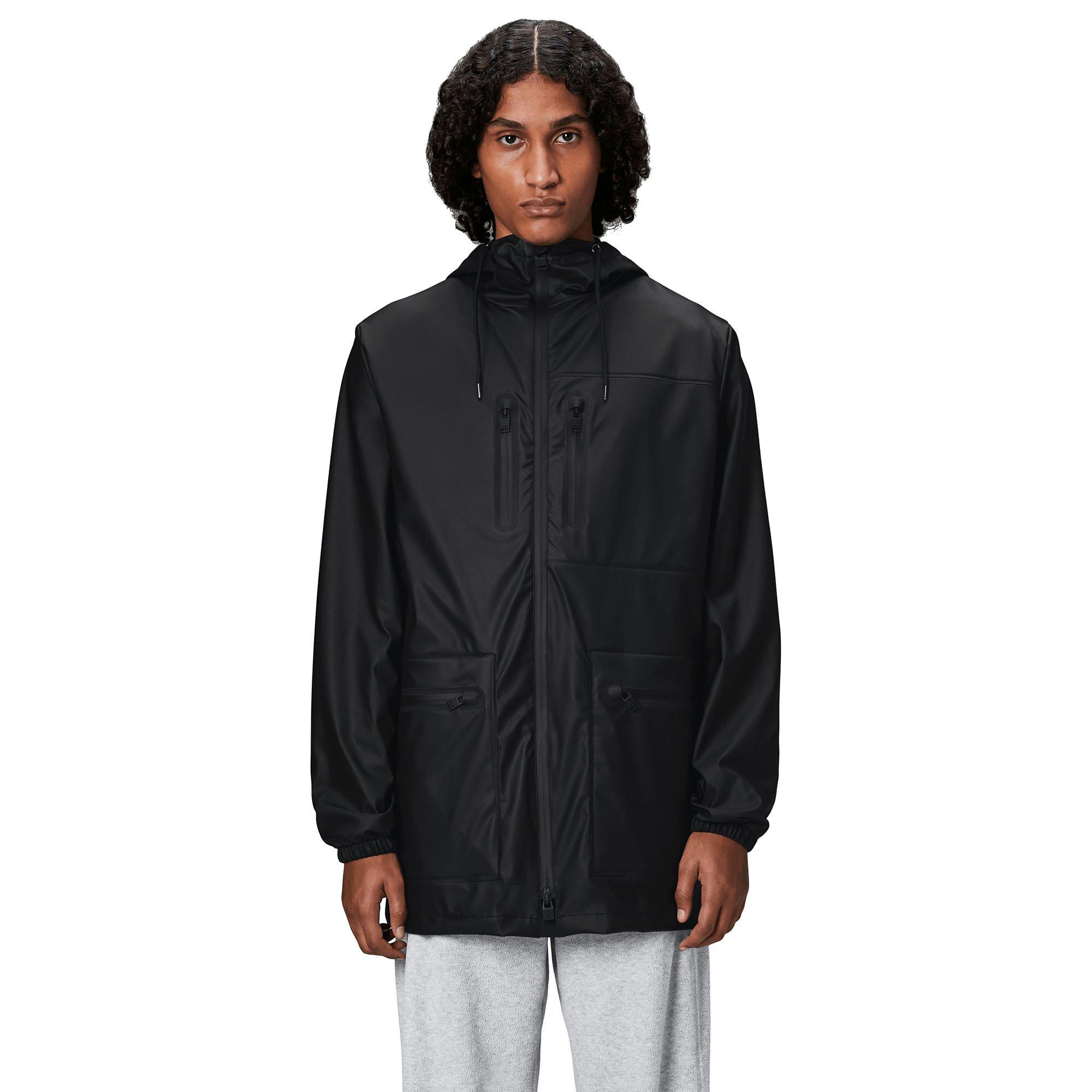 Rains Female Cargo Long Jacket Black