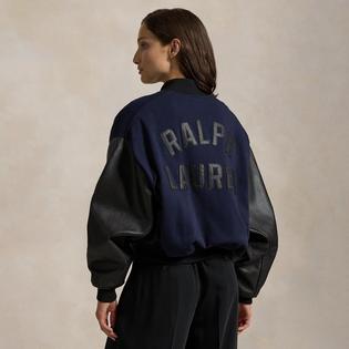 Polo Ralph Lauren Blouson aviateur &agrave; manches en cuir pour femmes