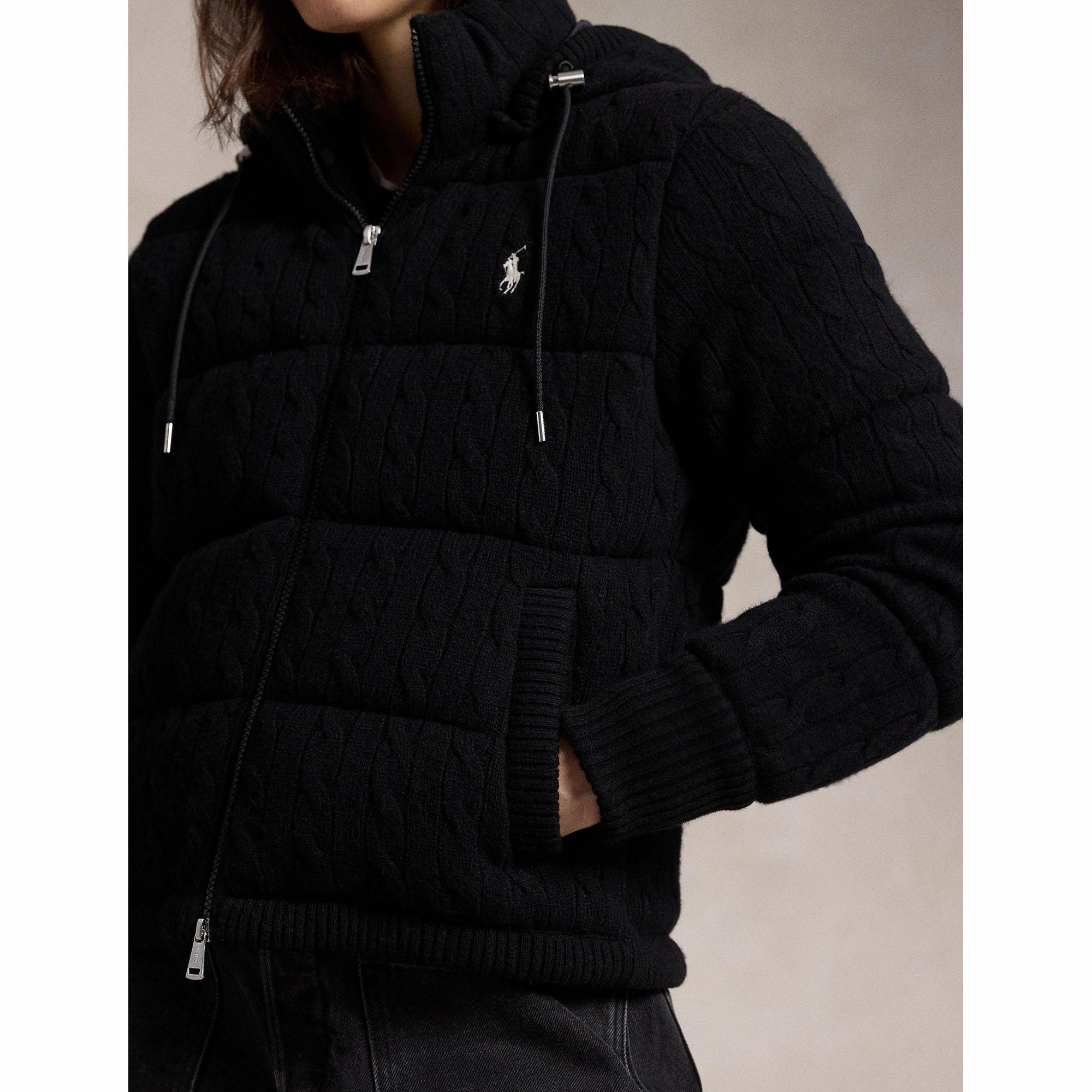 Women's Cable-Knit Hooded Down Jacket