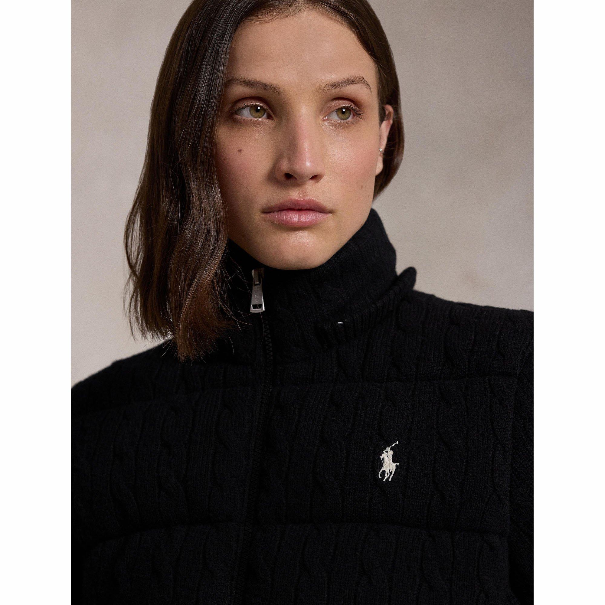 Women's Cable-Knit Hooded Down Jacket