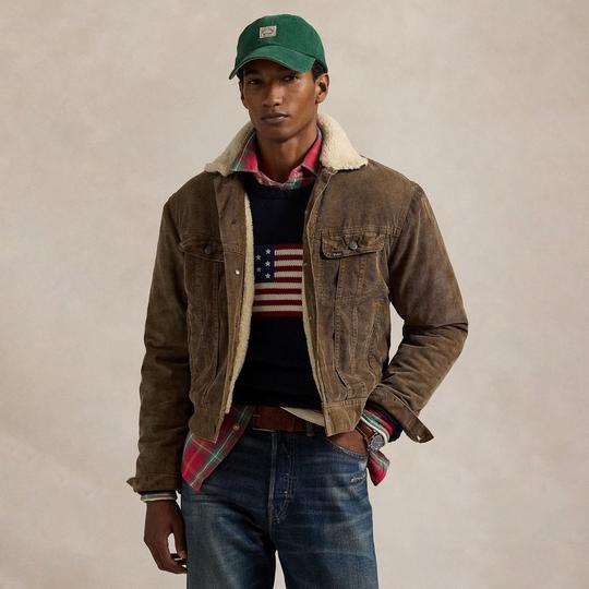 Men s Fleece Lined Corduroy Trucker Jacket Polo Ralph Lauren Sporting Life Online