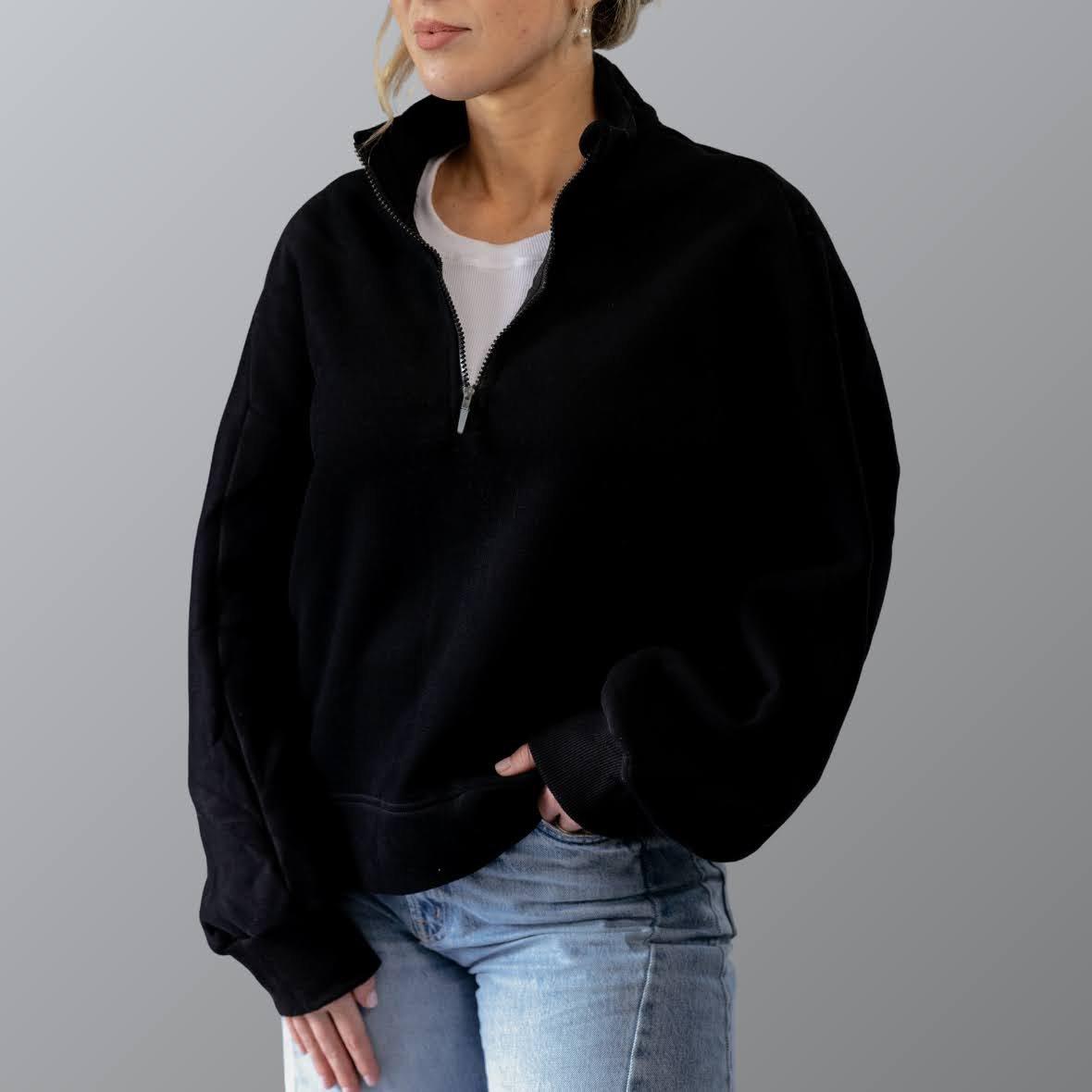 Women's 1/4-Zip Embossed Pullover Sweatshirt | Après Actif