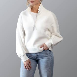  Women's 1/4-Zip Embossed Pullover Sweatshirt