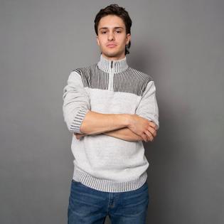 Oak & Ivy Men's Textured Yoke Half-Zip Sweater