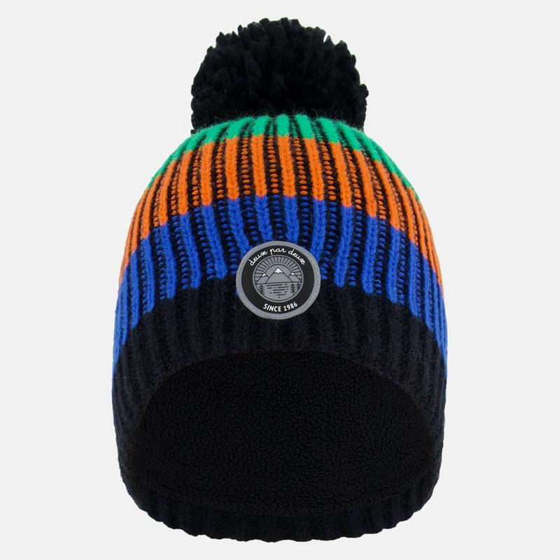Deux Par Deux Tuque en tricot multicolore avec pompon pour enfants [2-8]