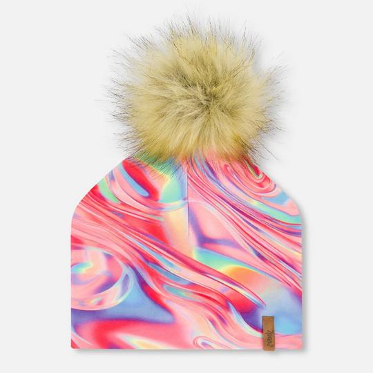 Deux Par Deux Kids   2-8  Pompom Marbled Knit Hat