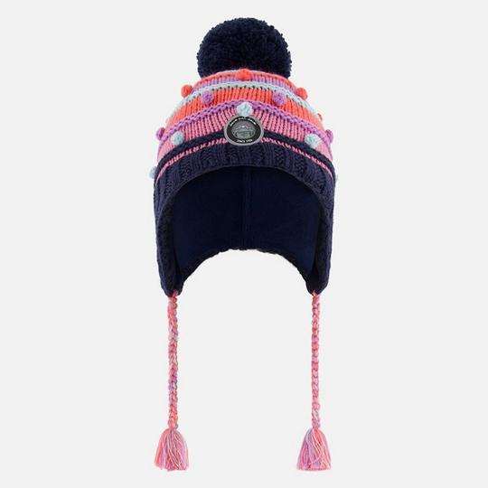 Deux Par Deux Kids   2-8  Pompom Bobble Peruvian Knit Hat