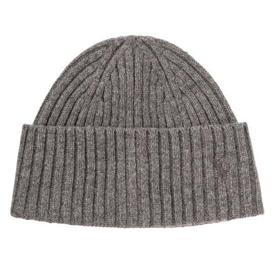 Polo Ralph Lauren Unisex Merino Wool Ribbed Knit Beanie Light Heather Grey