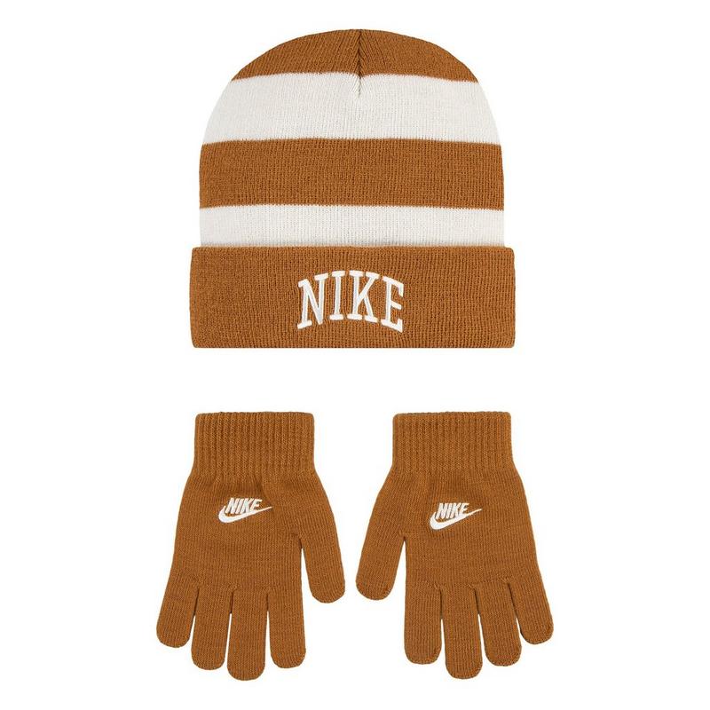 Nike Juniors' [7-16] Striped Beanie + Glove Set