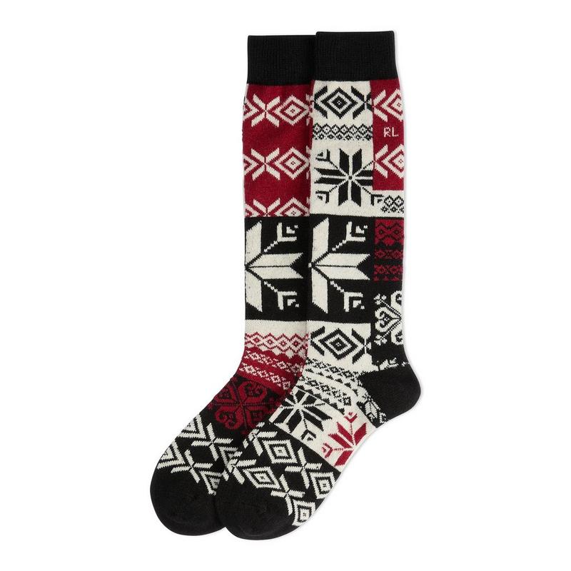 Polo Ralph Lauren Chaussettes mi-bas Patchwork en m&eacute;lange de coton pour femmes