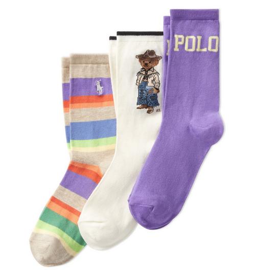 Women s Polo Bear Crew Sock 3 Pack Polo Ralph Lauren Sporting Life Online