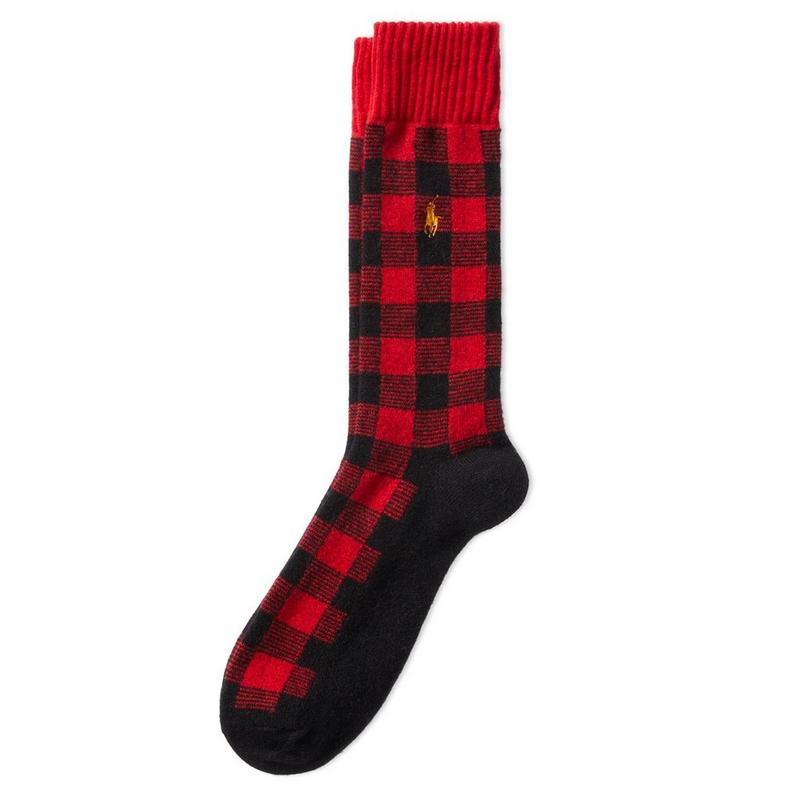 Polo Ralph Lauren Chaussettes de bottes en m&eacute;lange de laine &agrave; carreaux Buffalo pour hommes