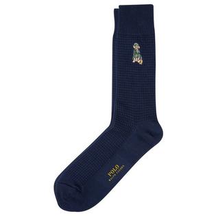 Men's Dog-Embroidered Waffle Knit Crew Sock