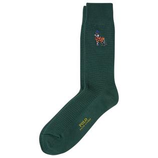  Men's Dog-Embroidered Waffle Knit Crew Sock