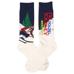 Men's Ski-Graphic Cotton-Blend Crew Sock