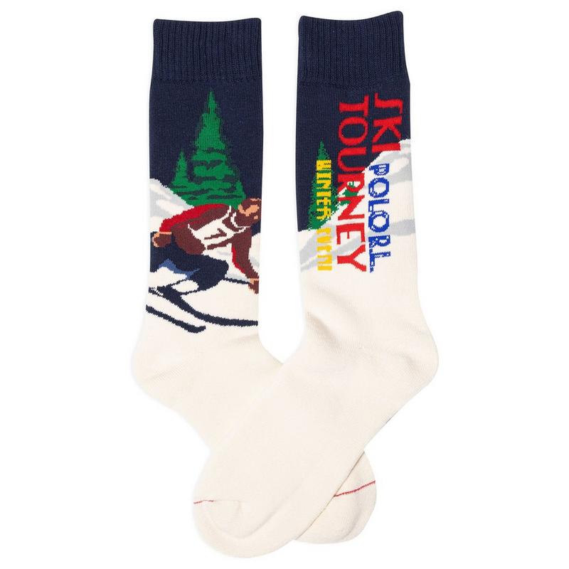 Polo Ralph Lauren Chaussettes mi-mollet en m&eacute;lange de coton avec imprim&eacute; de ski pour hommes