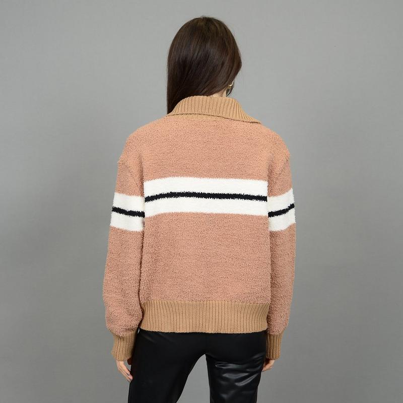 Oak & Ivy Chandail &agrave; demi-glissi&egrave;re ray&eacute; Cozy pour femmes