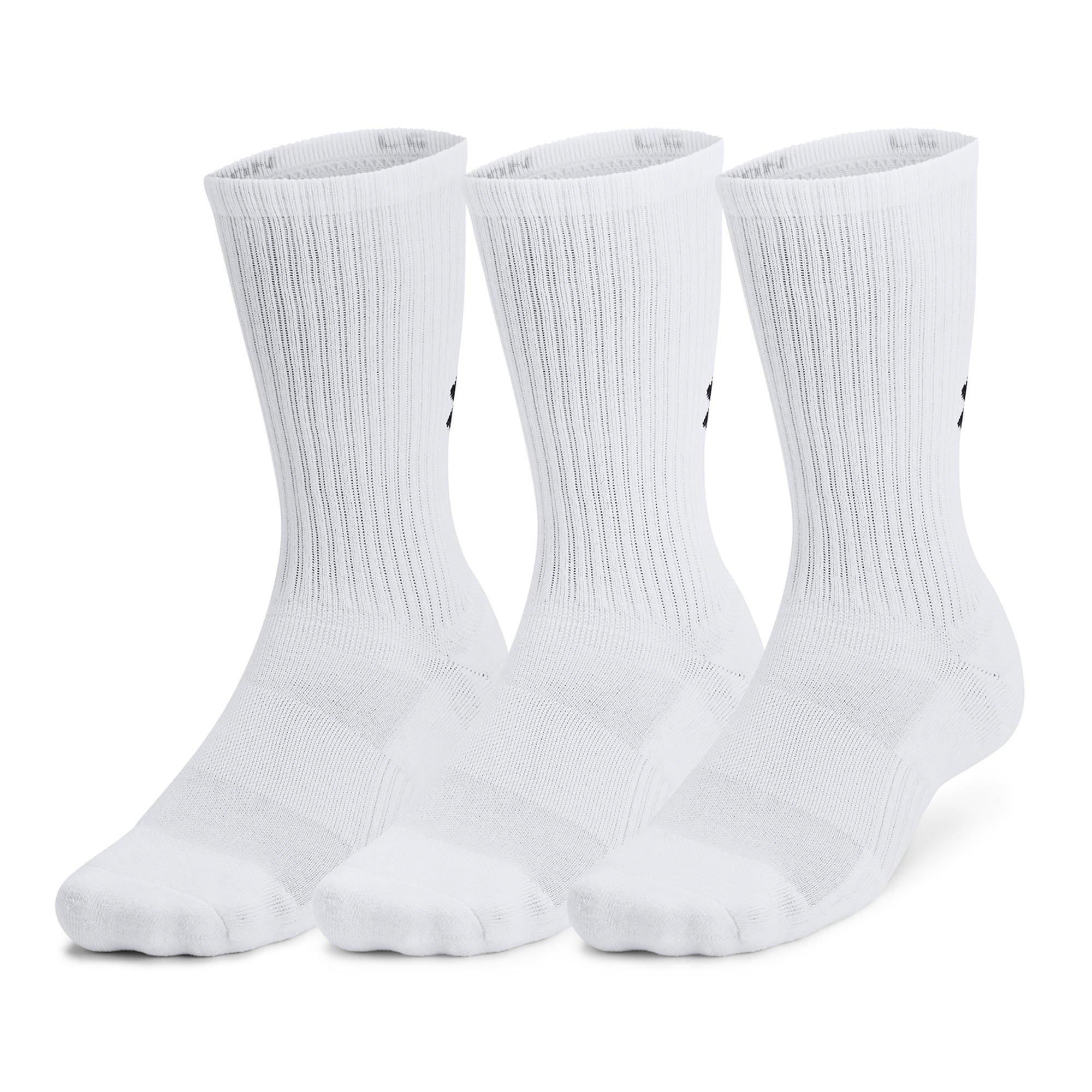 Under Armour | Unisex Training Cotton Crew Socks, White, Size Large