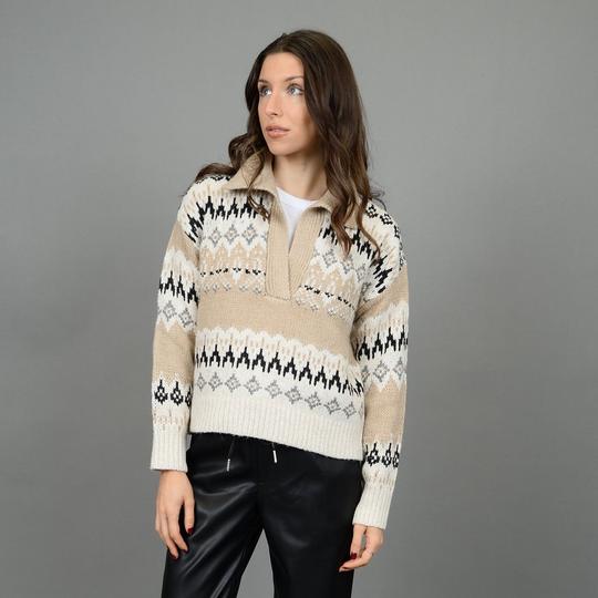 Oak & Ivy Women s Fair Isle Knit Polo Sweater