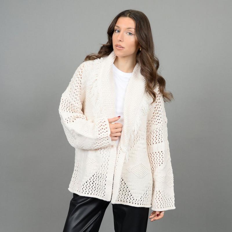 Oak & Ivy Cardigan &agrave; franges en tricot ouvert pour femmes