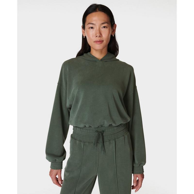 Sweaty Betty Chandail &agrave; capuchon court Sand Wash CloudWeight pour femmes