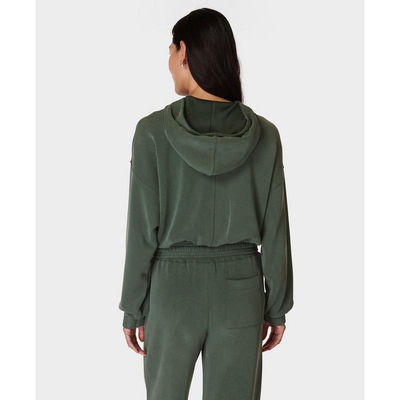 Sweaty Betty Chandail &agrave; capuchon court Sand Wash CloudWeight pour femmes