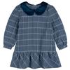Robe en tweed   carreaux avec col pour filles  2-10 