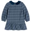 Robe en tweed   carreaux avec col pour filles  2-10 
