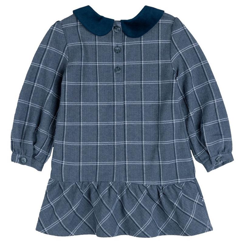 Miles The Label Robe en tweed &agrave; carreaux avec col pour filles [2-10]
