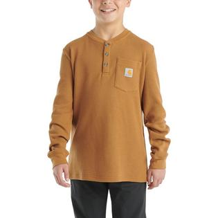  Junior Boys' [8-16] Long Sleeve Henley Pocket T-Shirt