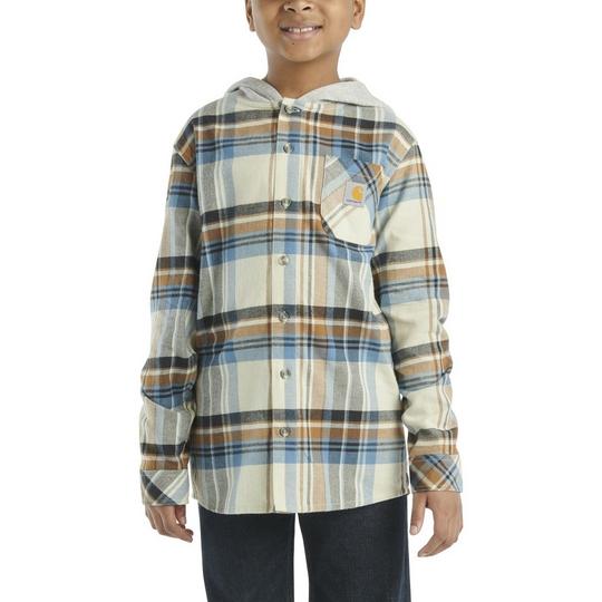 Carhartt Junior Boys   8-16  Long Sleeve Hooded Flannel Shirt