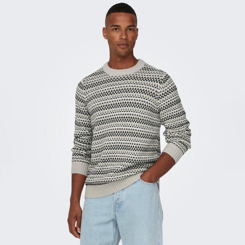 Only & Sons Chandail &agrave; col ras du cou en tricot structur&eacute; Musa pour hommes