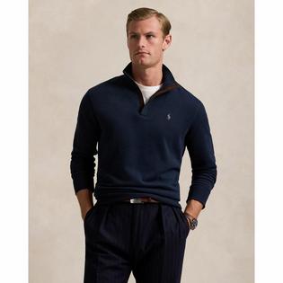  Men's Luxury Jersey Quarter-Zip Pullover Top