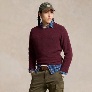 Men's Speckled Wool-Blend Crew Neck Sweater