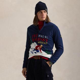 Polo Ralph Lauren Men's Skier-Print Brushed Fleece Pullover Top