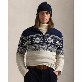 Men's Snowflake Double-Knit Pullover Sweater