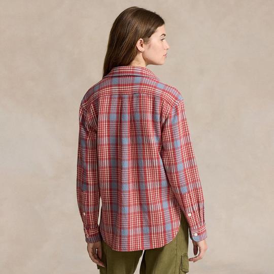 ★★POLO RALPH LAUREN★★ W Relax Fit Plaid Cotton Shirt Nav Polo Ralph Lauren Relaxed Fit Plaid Cotton Shirt | David Jones