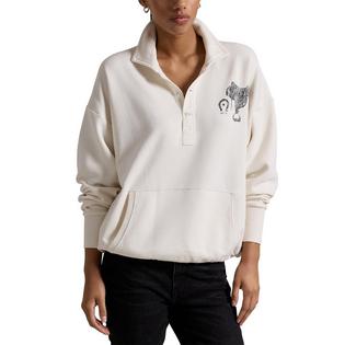 Women's Graphic Fleece Quarter-Placket Pullover Sweatshirt