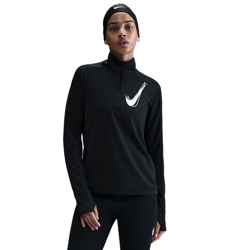 Nike Couche interm&eacute;diaire de course &agrave; demi-glissi&egrave;re Swoosh Dri-FIT pour femmes
