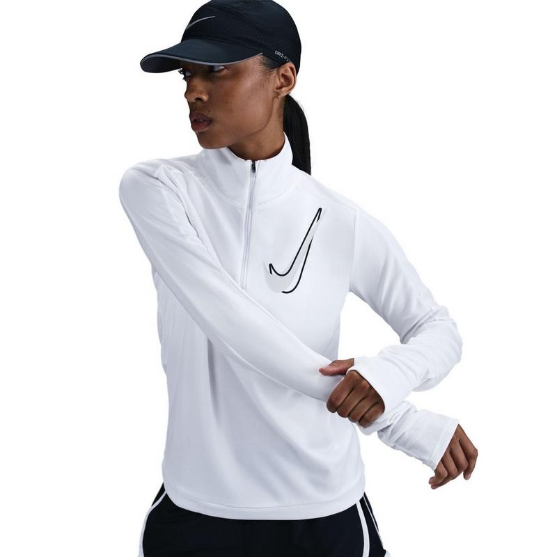 Nike Couche interm&eacute;diaire de course &agrave; demi-glissi&egrave;re Swoosh Dri-FIT pour femmes