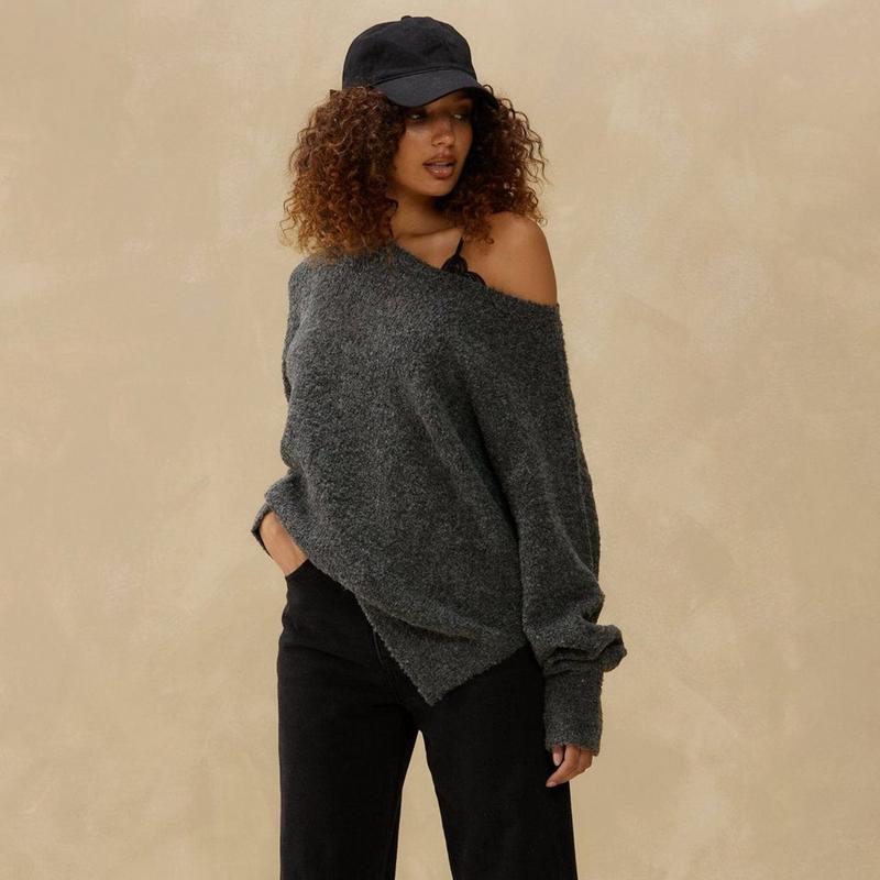 Kuwalla Chandail en tissu boucl&eacute; &agrave; encolure bateau 2.0 pour femmes